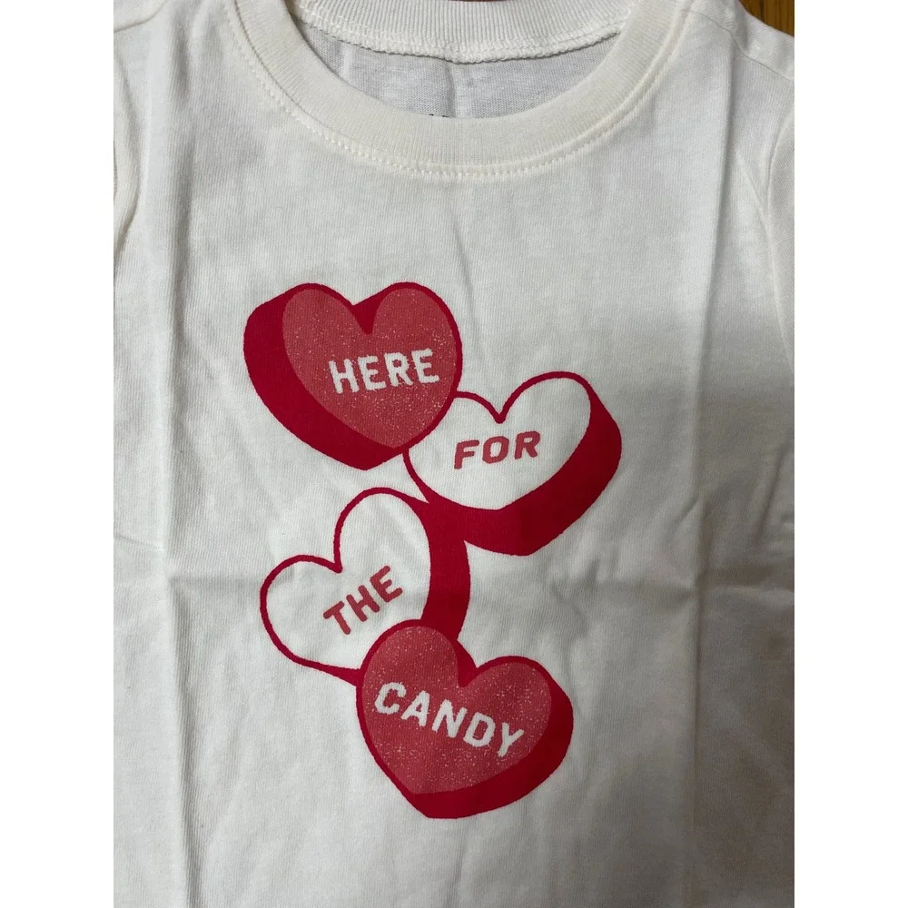 Old‎ Navy Kids Valentine Conversation Heart Long Sleeve Graphic T-Shirt Cream 3T